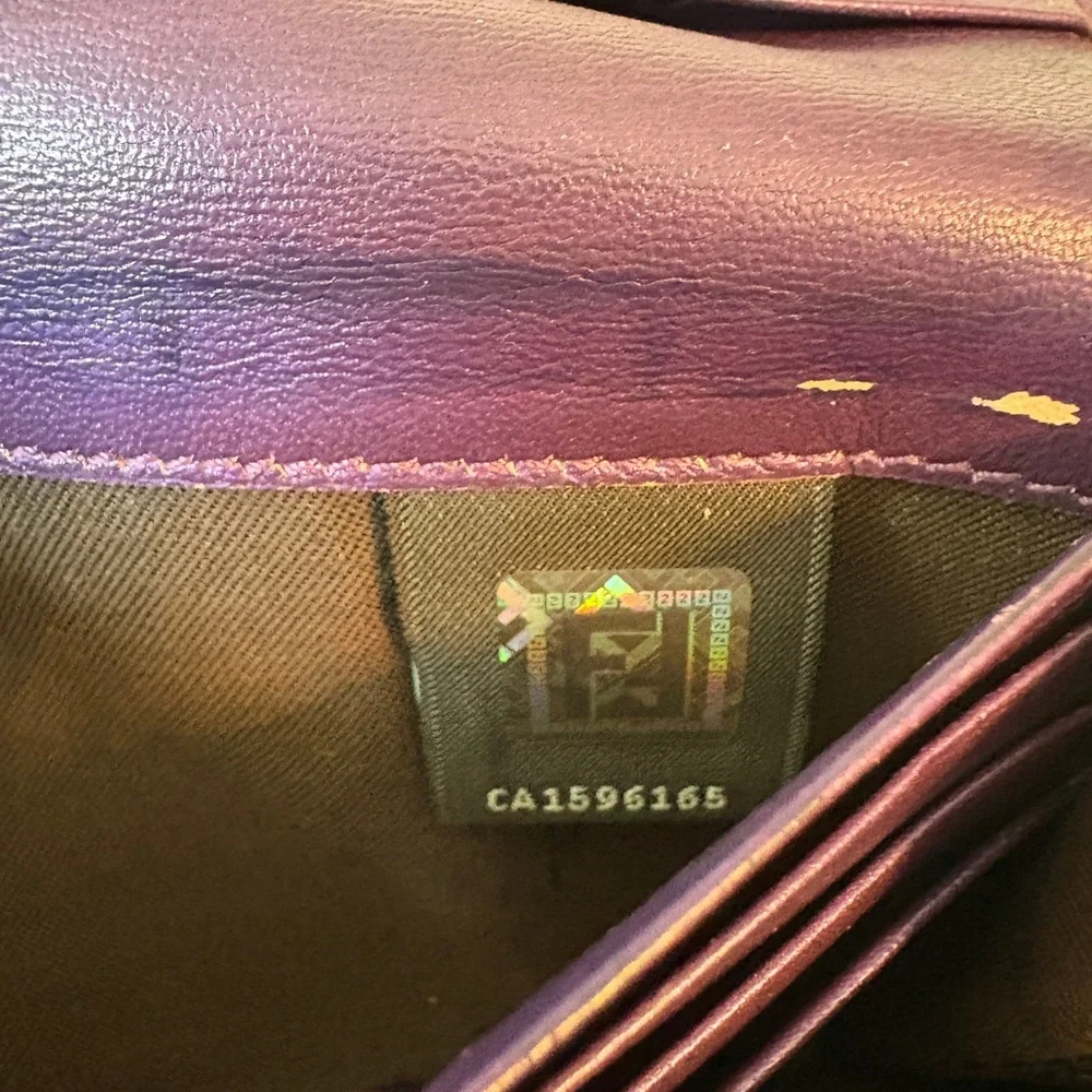 Fendi Leather Long Wallet – Shimmer Purple – Preowned